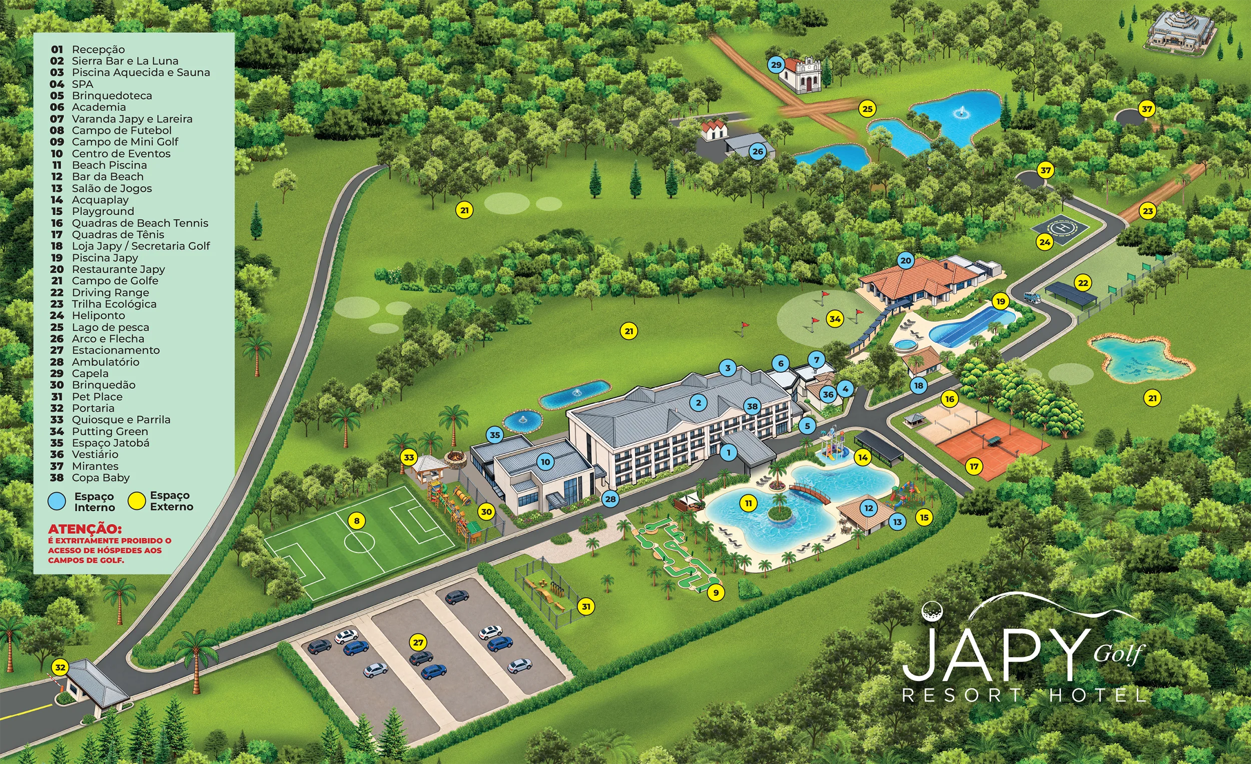 Mapa ilustrado do Japy Golf Resort Hotel
